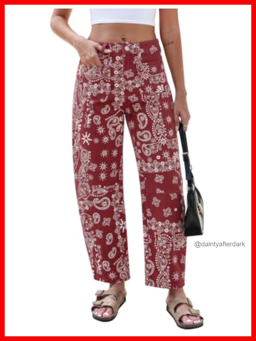 High Waist Wide Leg Barrel Pants Cotton Stretch Baggy Trousers Pockets
